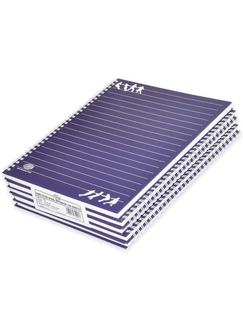 FIS Spiral Hard Cover Notebook Single Line 10X8 Inch, 100-Sheets 5-Piece - FSNBS1081905 - Image 1